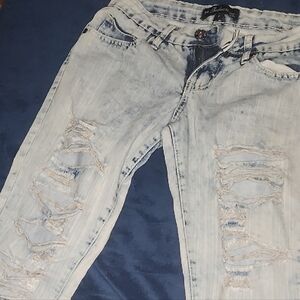 Light Wash Distressed Low Rise Skinny Jeans